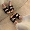 Sapatos Birkenan Plus Size Verão 2024 Novos de Fundo Plano com Fivela Quadrada de Fundo Grosso Sandálias Birkenan de Praia Plus Size
