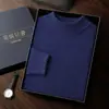 Capa base de cachemira para hombre, suéter de punto grueso de doble capa para otoño e invierno, cuello redondo, suéter de lana para hombre, color liso