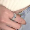 Anel gota d'água azul marinho, estilo corte vintage, design de nicho, anel aberto retrô único
