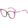 Nuevo Marco Grande Transfronterizo Estilo Ojo de Gato Comercio Exterior Personalizado Metal Moda Bloques de Color Unisex Armazón de Gafas Sin Graduación M6304