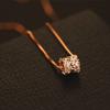 Cadena de clavícula de anillo de diamante nuevo europeo y americano, collar de circón en oro rosa, joyería para mujer, ventas directas de fábrica