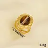 Aço Inoxidável 304 Anel Aberto de Pedra Natural Vintage Europeu e Americano Design de Nicho para Mulheres Sentido de Design Galvanoplastia Anel de Ouro 18K Joias