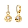 Pendientes de moda para damas, con colgante de perla de concha galvanizada de latón dorado auténtico, de gran venta transfronteriza entre Europa y América.