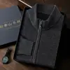 Nuevo Cardigan de Punto para Hombre 2025 Otoño e Invierno, de Cachemira, Punto de Lingote, Cuello Medio Alto, con Cremallera, Manga Larga y Bolsillos