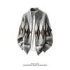 Nueva Chaqueta de Cremallera para Hombre Otoño 2026 Cárdigan de Punto Retro Suéter Cuello Alto Top de Moda para Adolescentes