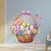 Día de la Resurrección de Pascua Mariposa Huevo de Colores Cesta de Flores Tienda Embellecimiento Decoración Atmósfera Pegatinas de Decoración de Pared Autoadhesivas Removibles