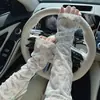 Accesorios de Diamante Corazón de Alta Elasticidad, Mangas de Hielo Florales Pequeñas para Mujer, Frescura de Seda de Hielo, Mangas Elegantes y Femeninas para Proteger del Sol al Conducir, Ligeras y Delgadas