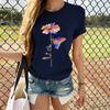 2023 masculino e feminino europeu e americano nova margarida borboleta impressão gola redonda solta manga curta t-shirt gola redonda