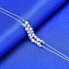 Qiao Lan Xuan Ri Pulsera Tobillera de Mujer de Plata Elegante Sencilla de Doble Capa con 16 Cuentas de Moda Estilo Coreano Hecha a Mano