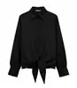Camisa cruzada estampada europea y americana para mujer, cárdigan simple de solapa, top suelto de manga larga con botones para mujer en Amazon