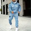 Comercio Electrónico Transfronterizo Moda Popular Masculina Europea y Americana Temu Sudadera con Capucha Nueva Conjunto con Estampado Deportivo Versión Engrosada Otoño e Invierno