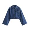 Otoño e Invierno nueva versión casual europea y americana para mujer camisa de herramientas de solapa corta C77241