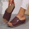 Comercio Exterior Talla Grande 43 Sandalias de Cuña de Una Sola Línea Suela Gruesa Boca de Pez Verano 2025 Playa Punta Abierta Calzado de Exterior Zapatos Mecedores