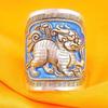 Anillo Liso de Plata Pixiu Abierto Retro Esmalte Azul Quemado Anillo para Hombres y Mujeres Anillo de Dragón Chino Venta al por Mayor de Fábrica