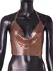YYF Yuying Novo top regata metálico com lantejoulas, decote halter, costas nuas, slim-fit, sexy para boate, europeu e americano, novo na Amazon, para mulheres
