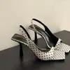 Sandalias de punta cuadrada y abierta para mujer, estilo francés de verano, adecuadas para combinar con faldas, con tacón fino y parte trasera abierta, tacones altos negros