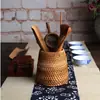 Carrito de Ceremonia del Té Hecho a Mano Porta Té de Mimbre de Ratán Bambú Porta Plumas Soporte de Inserción de Bambú Piezas de Ceremonia del Té Portaservilletas Seis Caballeros