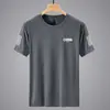 Camiseta de Malla Hielo Seda Hombre Cuello Redondo Secado Rápido Manga Corta Delgada Transpirable Media Manga Talla Grande Superior Hombre Deportivo Holgado Moderno