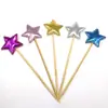 Cartão de decoração de bolo superfície brilhante PU estrela brilhante coração Coroa coração de pêssego estrela de cinco pontas 1 pacote 5