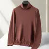 Suéter de Lana para Hombre Imitación 100% Lana Otoño e Invierno Cuello Alto Lavable a Máquina Lana Interior Alta Lujo Suéter Amigable con la Piel
