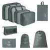 Bolsa de almacenamiento para viajes transfronterizos, set de neceser, bolsa de almacenamiento organizadora de ropa para equipaje de siete piezas, bolsa de almacenamiento de viaje