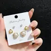 Kana Mina Simple Elegante Perla Una Tarjeta Tres Pares Aretes Pin Plata S925 Moda Combinable Aretes para Mujer