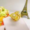 Anillos Chapados en Oro Vietnamitas con Diamantes para Hombres y Mujeres, Joyería de Latón Chapada en Oro al por Mayor, Nuevo Estilo Chino de Lujo Ligero