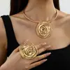 Joias Europeias e Americanas Mais Vendidas Suprimento de E-commerce Transfronteiriço 1 Conjunto de Anel Colar Formato Espiral em Redemoinho Conjunto Feminino