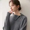 Suéter Retro de Punto Trenzado Cálido de Lana para Mujer, Cuello Alto Grueso Estilo Perezoso, Asimétrico, Botones de Madera