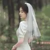 Nuevo velo de perlas hilo suave alto corto para fiesta de bodas foto novia velo de novia