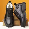 Zapatos de Algodón para Hombre, Zapatos de Invierno para Hombre con Forro de Felpa, Gruesos de Caña Alta Impermeables Antideslizantes de Cuero de Algodón Cálidos para Hombre, Estilo Antiguo a Prueba de Frío