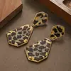Moda transfronteriza, exagerada y audaz, con diseños geométricos irregulares, estampado de leopardo y anillos metálicos - estos son pendientes de alta gama, ligeros y exquisitos