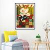 Pintura de Diamantes Punto de Cruz DIY Hecho a Mano Venta Caliente en Amazon Estilo Japonés Flor de Cerezo Rosa Gato Lindo Animal Sala de Estar