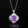 2024 Nueva Joyería Huabi Diamante de Alto Carbono Corte Flor de Hielo Cobre Incrustado Cuadrado de Princesa Conjunto para Mujeres 12*12