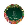 Tema de Árbol de Navidad Fiesta de Navidad Plato de Papel Desechable Decoración Festiva para Fiesta Plato de Papel Vaso de Papel Arreglo de Servilletas