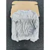 Camiseta de Manga Larga Gris Retro Americana con Cuello Asimétrico para Mujer en Otoño, Top de Punto de Capa Interior de Alto Nivel Estilo Old Money