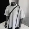Camiseta de Manga Corta para Hombre de Verano, Nuevo Estilo, Cremallera, Bloques de Color, Dobladillo Dividido, Diseño de Cuello Redondo, Top de Manga Media de Verano, Top de Manga Corta de Moda