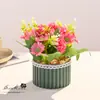 Flores Artificiais 10 Pequenos Bonsais de Rosa Decoração de Casa Flores Artificiais Plantas Verdes Festa de Casamento Decorações Internas Plantas em Vasos Simuladas