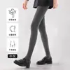 Leggings cinza femininas para uso externo, meia-calça fina para primavera e outono, leggings de compressão para emagrecer, calças térmicas de inverno grossas com forro de fleece