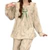 Pijama Feminino de Inverno 2026 com Gola Dupla Retangular de Flanela, Estilo Doce para Meninas, Confortável, Quente e Pode Ser Usado Fora