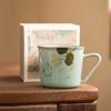Taza de café de cerámica Ru kiln pintada a mano con conejo lunar, taza de té con asa anti-escaldaduras para el hogar, juego de té para la tarde, para preparar té y beber agua, taza pequeña