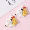 Serie de dibujos animados de perro blanco alegre y lindo con cara brillante, accesorios de resina para hacer tú mismo, pegamento en crema, funda para teléfono móvil, horquilla, pegatina para taza de agua