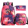 Kit novo de 3 peças de jogo de anime rei para Meninos Meninas crianças mochila escolar mochila de viagem Bolsa de Ombro Estojo