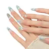 Taiwu [Lágrimas de Estrella de Bahía Poco Profunda] Gradiente Azul Claro Ojo de Gato Hielo Translúcido Punta del Dedo Diamantinas Suave Puro Hecho a Mano Portátil Pegatinas de Uñas Artísticas
