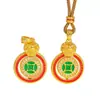Tienda de Oro Puzuo Mismo Estilo Arena Dorada Accesorios DIY León Dorado Incrustado de Diamantes Colgante Giratorio Cadena para Clavícula Estilo Chino