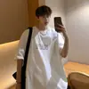 Camiseta sin género para hombre verano 220g peso pesado marca de moda algodón puro cuello pequeño alto gramaje mangas cortas americanas cinco