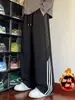 Calça Masculina Outono e Inverno Estilo Americano Listrada Solta Reta Masculina 2025 Nova Estudante Esportiva Casual Calça de Moletom