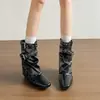Botines elegantes y modernos de color Maillard para mujer, nueva moda 2026, con suela gruesa para mayor altura, botas de vaquero estilo occidental con caña corta