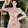 Traje de Baño de Nuevo Estilo para Mujer, Bikini Dividido Estilo Coreano Set de Tres Piezas con Cubre-Traje de Manga Larga, Tallas Grandes Traje de Baño para Aguas Termales