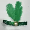 Diadema de plumas de avestruz con lentejuelas, diadema tachonada de pedrería, tocado de actuación, diadema estilo indio para adultos y niños